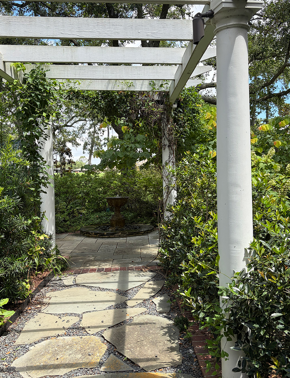 white garden pergola