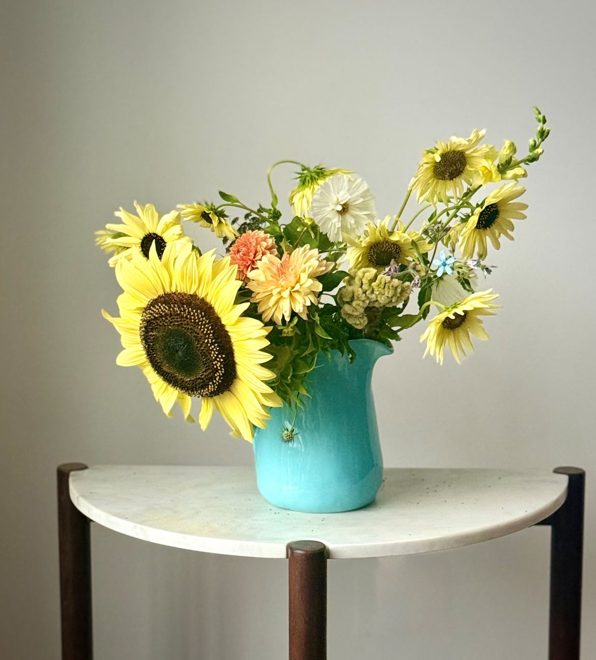 sunflowers, vintage vase, floral arrangements,