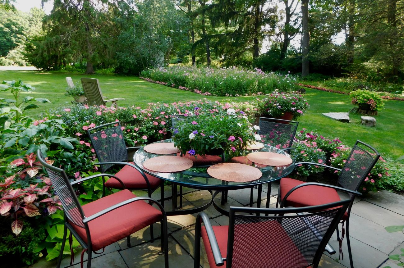 patio garden, potted plants
