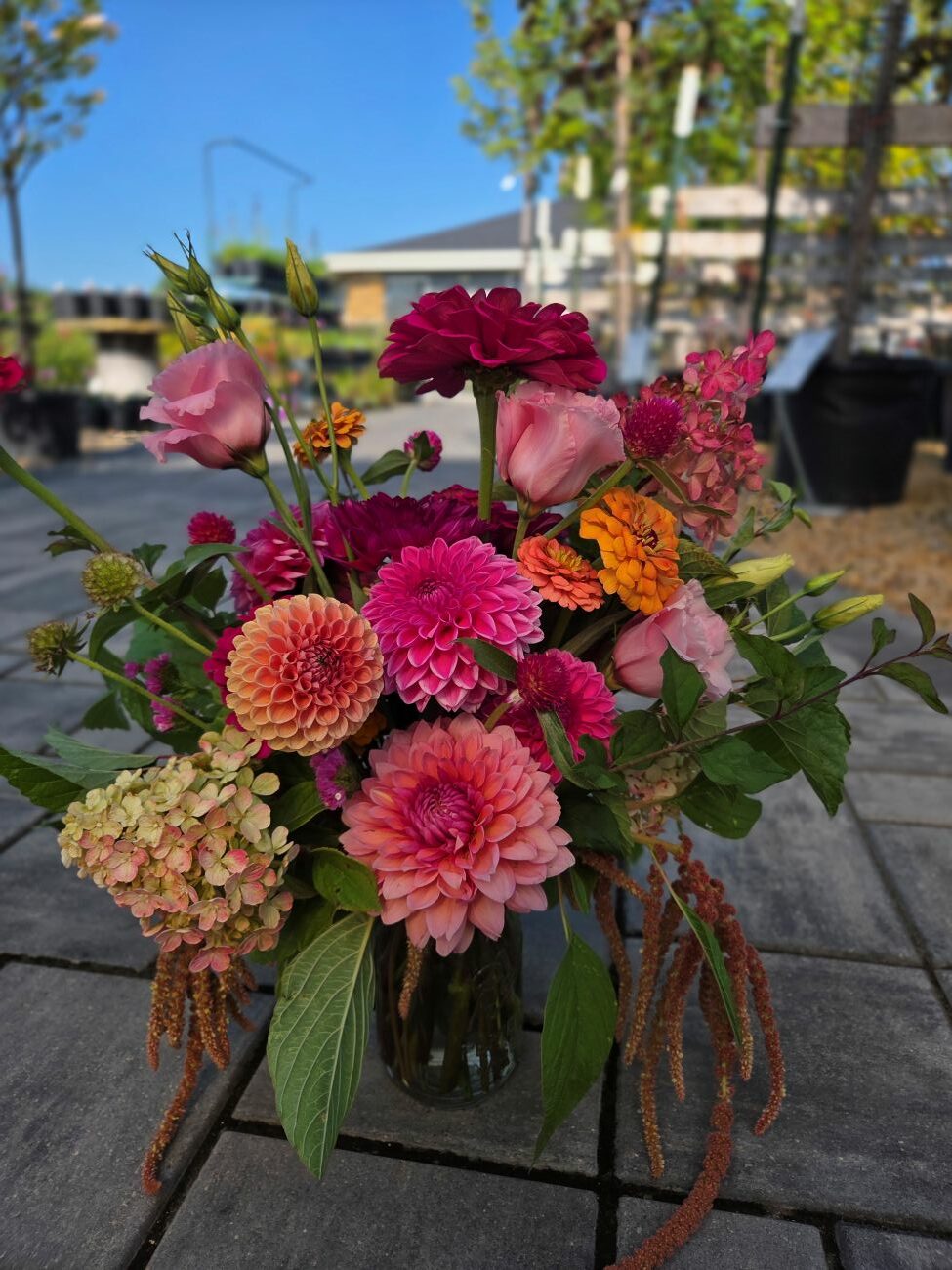 Dolly Parton tribute bouquet, Coseytown Dollys Heart dahlia, summer flowers
