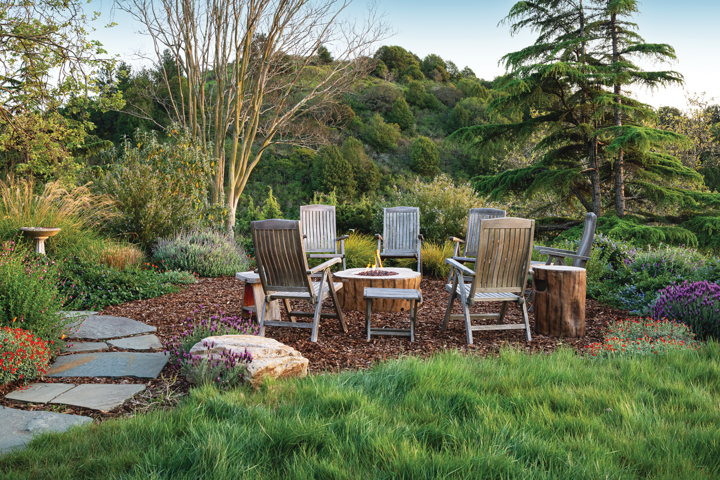 Firepit area with chairs photo