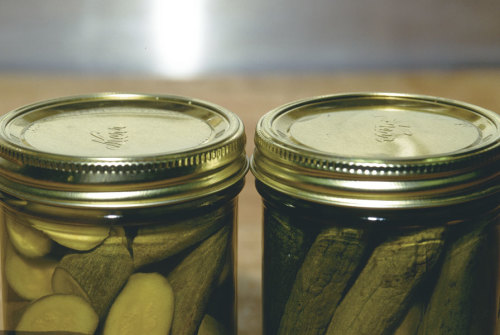 two jars of pickles